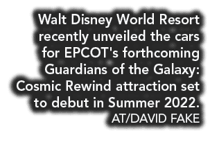 Walt Disney World Resort recently unveiled the cars for EPCOT's forthcoming Guardians of the Galaxy: Cosmic Rewind at   