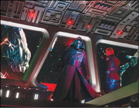 Guests come face to face with First Order Supreme Leader Kylo Ren as they stumble into the bridge of a Star Destroyer in Star Wars: Rise of the Resistance, the groundbreaking new attraction opening Dec  5, 2019, inside Star Wars: Galaxy s Edge at Disney s Hollywood Studios in Florida and Jan  17, 2020, at Disneyland Park in California  (Steven Diaz, photographer)