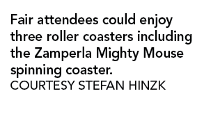 Fair attendees could enjoy three roller coasters including the Zamperla Mighty Mouse spinning coaster  Courtesy STEFA   