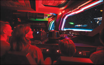 Guests dodge huge turbolaser cannons as they attempt to escape a First Order Star Destroyer as part of Star Wars: Rise of the Resistance, the groundbreaking new attraction opening Dec  5, 2019, inside Star Wars: Galaxy s Edge at Disney s Hollywood Studios in Florida and Jan  17, 2020, at Disneyland Park in California  (Matt Stroshane, photographer)