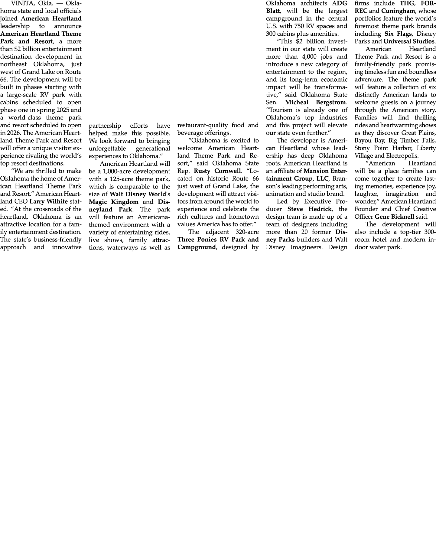 VINITA, Okla. — Oklahoma state and local officials joined American Heartland leadership to announce American Heartlan...