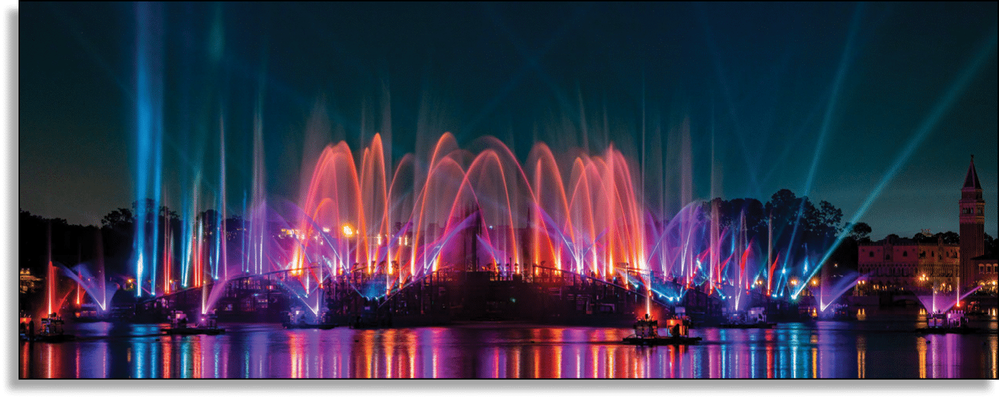 Guests visiting EPCOT can enjoy a brand new nighttime spectacular, “Luminous The Symphony of Us,” which shines a light on the shared experiences that connect people across the globe. With a dazzling display of fireworks, fountains and lights, the show features two original songs plus new arrangements of iconic Disney hits that enliven the story. (Matt Stroshane, Photographer)