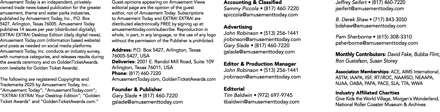 Amusement Today is an independent, privately owned trade news based publication for the greater amusement, theme and ...