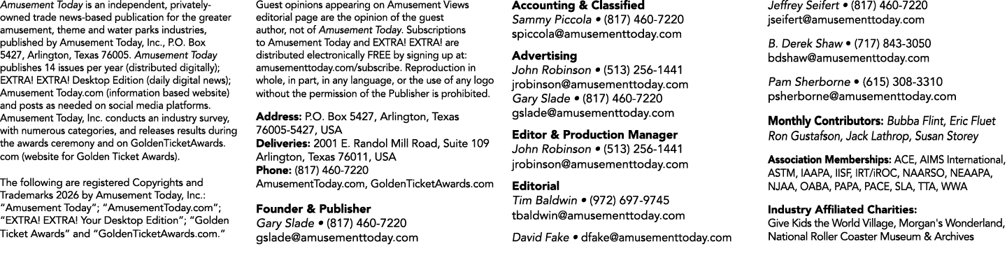 Amusement Today is an independent, privately owned trade news based publication for the greater amusement, theme and ...