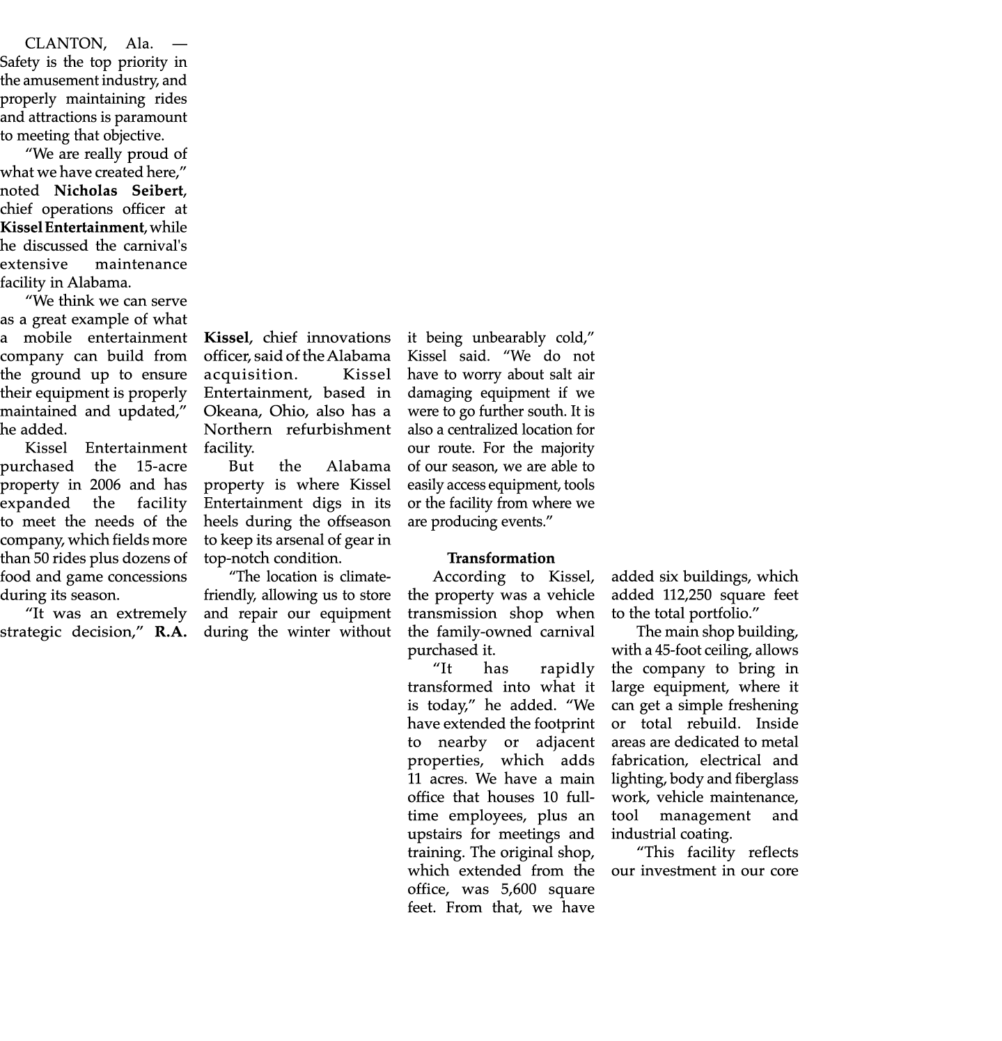 CLANTON, Ala. — Safety is the top priority in the amusement industry, and properly maintaining rides and attractions ...