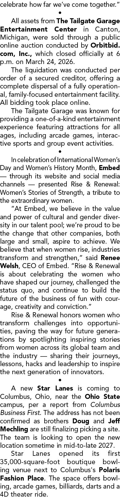 celebrate how far we’ve come together.” • All assets from The Tailgate Garage Entertainment Center in Canton, Michiga...