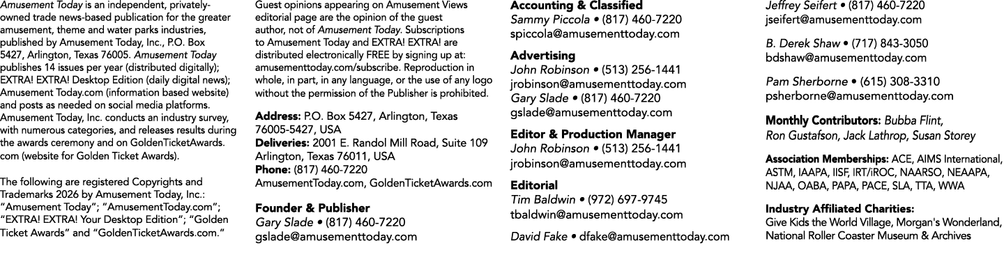 Amusement Today is an independent, privately owned trade news based publication for the greater amusement, theme and ...