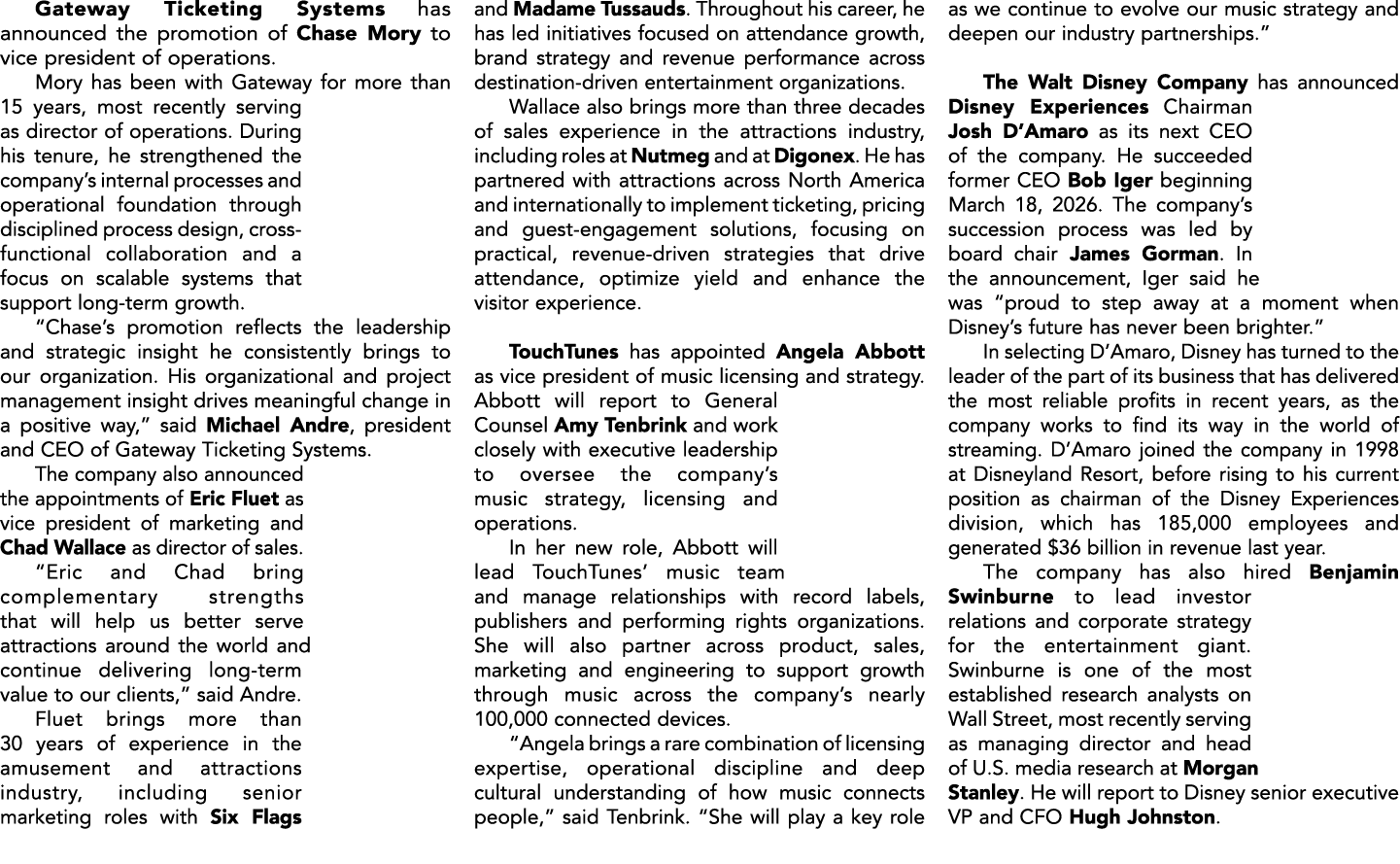 Gateway Ticketing Systems has announced the promotion of Chase Mory to vice president of operations. Mory has been wi...