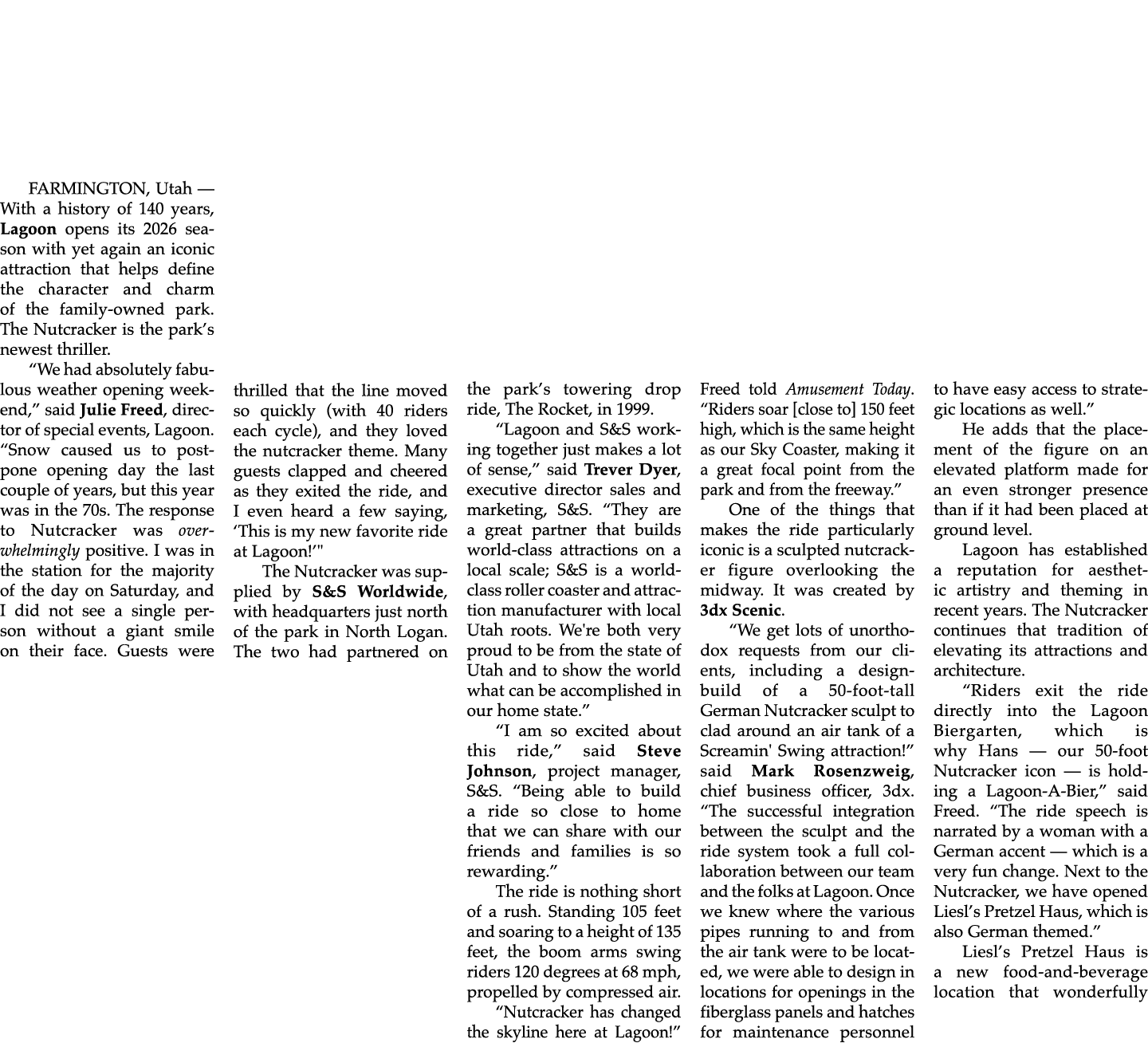 FARMINGTON, Utah — With a history of 140 years, Lagoon opens its 2026 season with yet again an iconic attraction that...