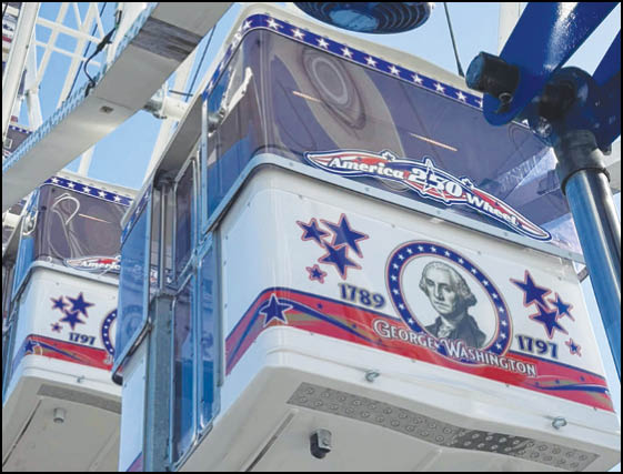 A carousel with a picture of George Washington on it. Description generated by AI