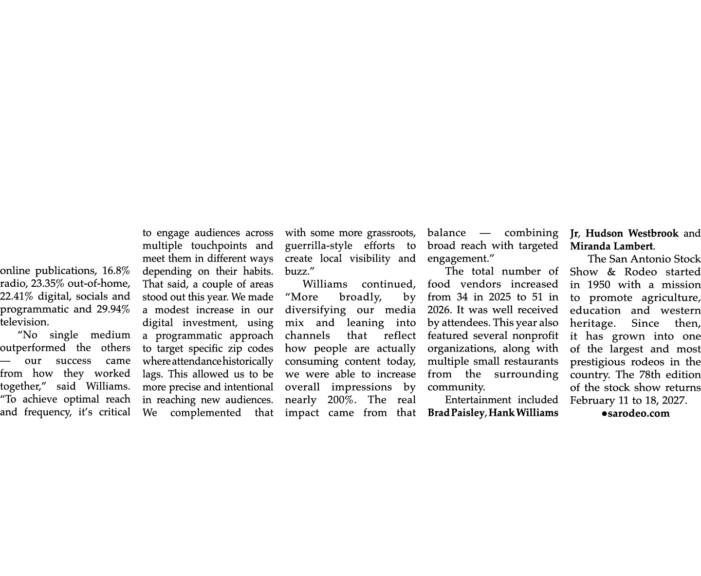 online publications, 16.8% radio, 23.35% out of home, 22.41% digital, socials and programmatic and 29.94% television....