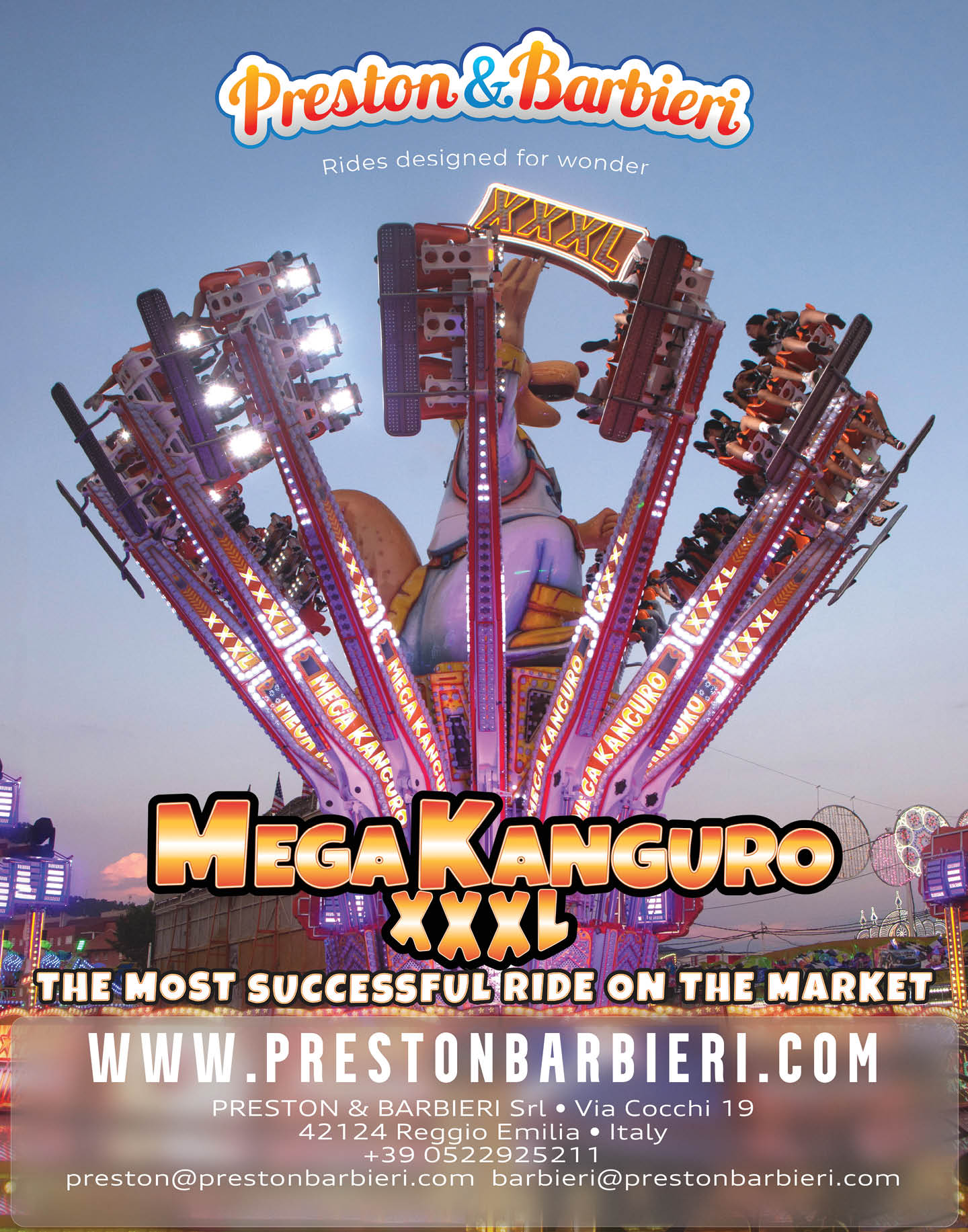 A large amusement park ride with a cow on it. Description generated by AI