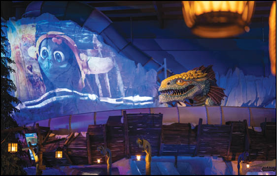 A large dragon is on the wall. Description generated by AI