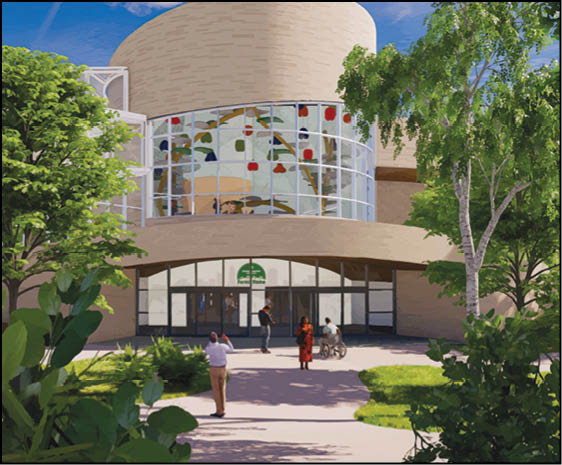 A large building with a clock on the side. Description generated by AI