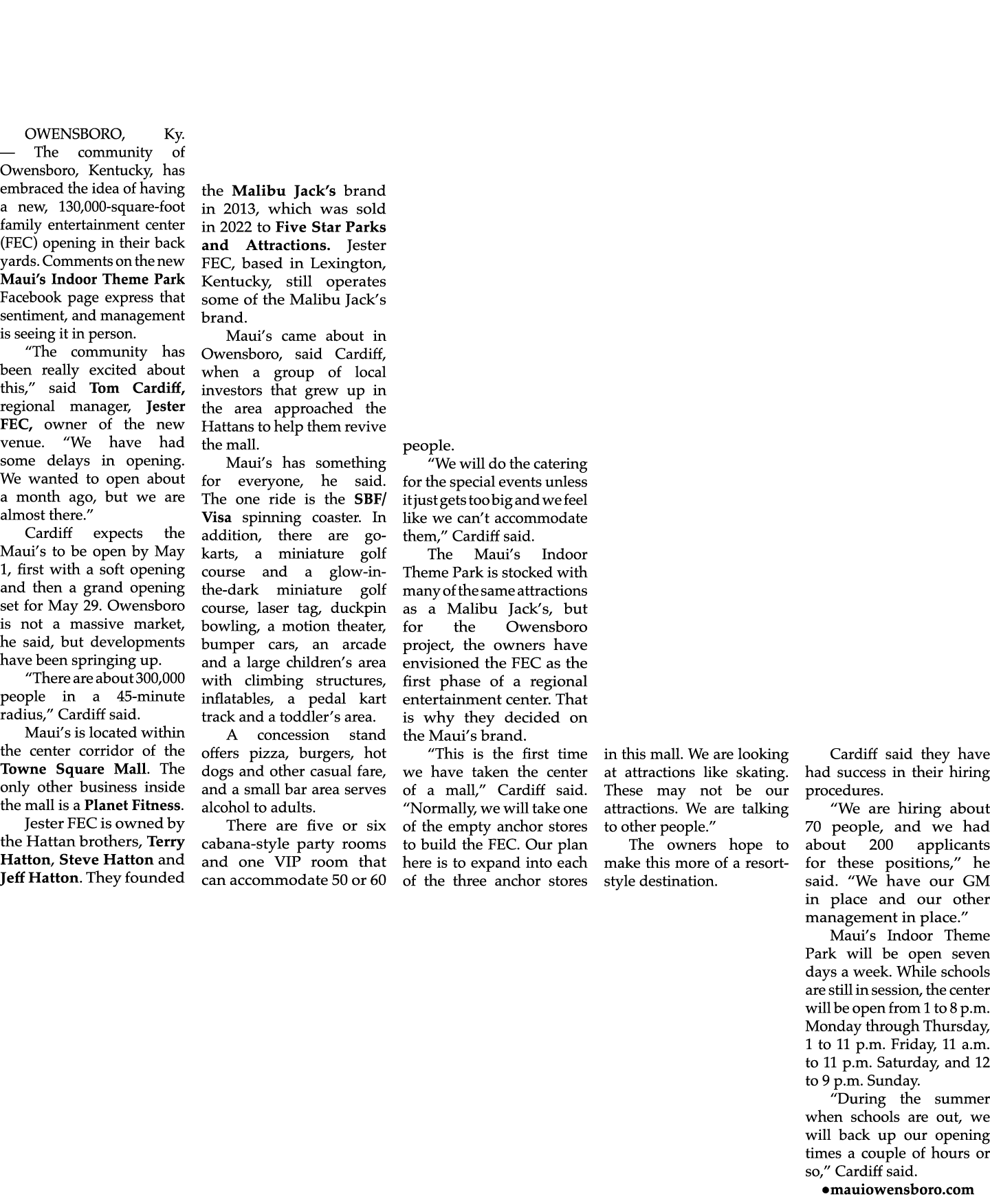 OWENSBORO, Ky. — The community of Owensboro, Kentucky, has embraced the idea of having a new, 130,000 square foot fam...
