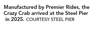 Manufactured by Premier Rides, the Crazy Crab arrived at the Steel Pier in 2025. COURTESY STEEL PIER