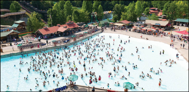 A large group of people are swimming in a pool. Description generated by AI