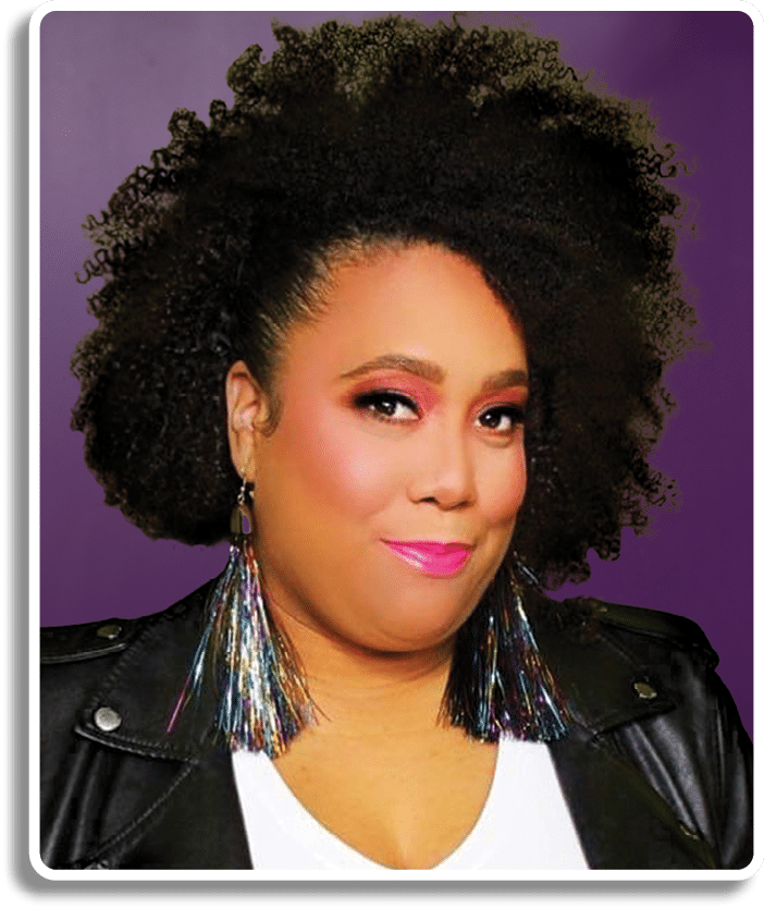 A woman with a black leather jacket and a white shirt. Description generated by AI