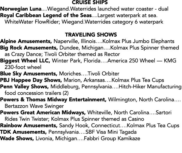 CRUISE SHIPS Norwegian Luna....Wiegand.Waterrides launched water coaster dual Royal Caribbean Legend of the Seas....L...