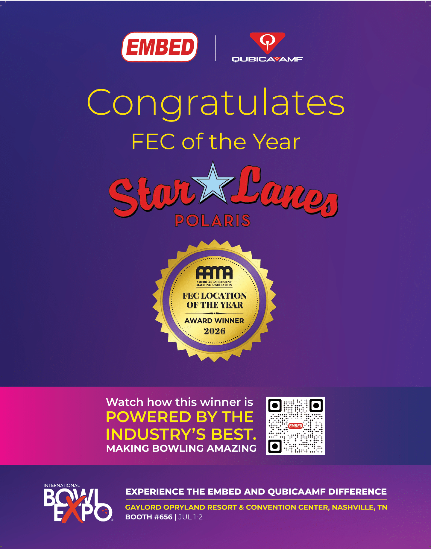 A purple poster with a gold star on it. Description generated by AI