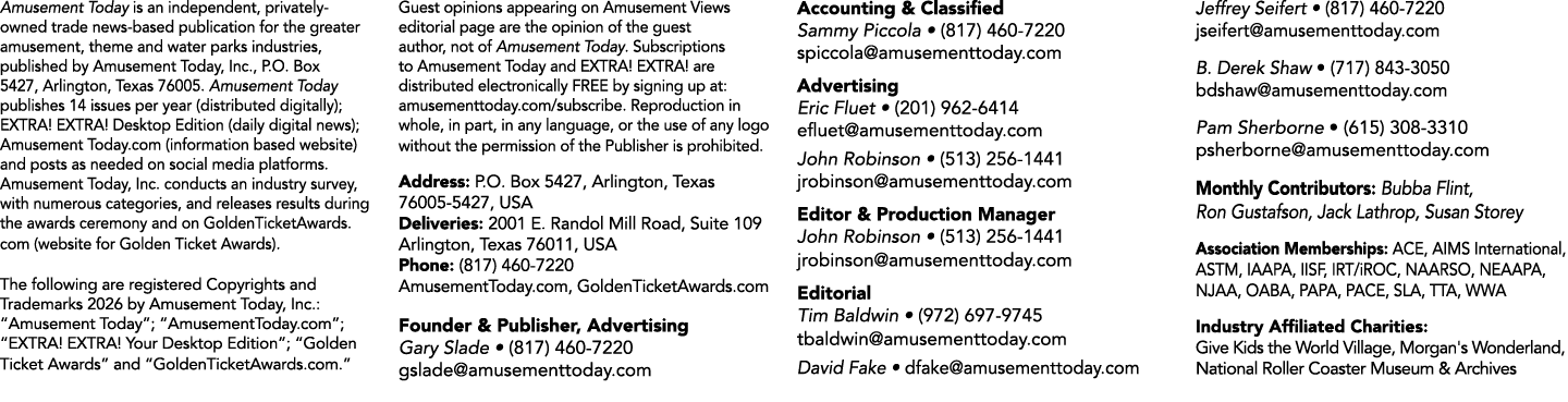 Amusement Today is an independent, privately owned trade news based publication for the greater amusement, theme and ...
