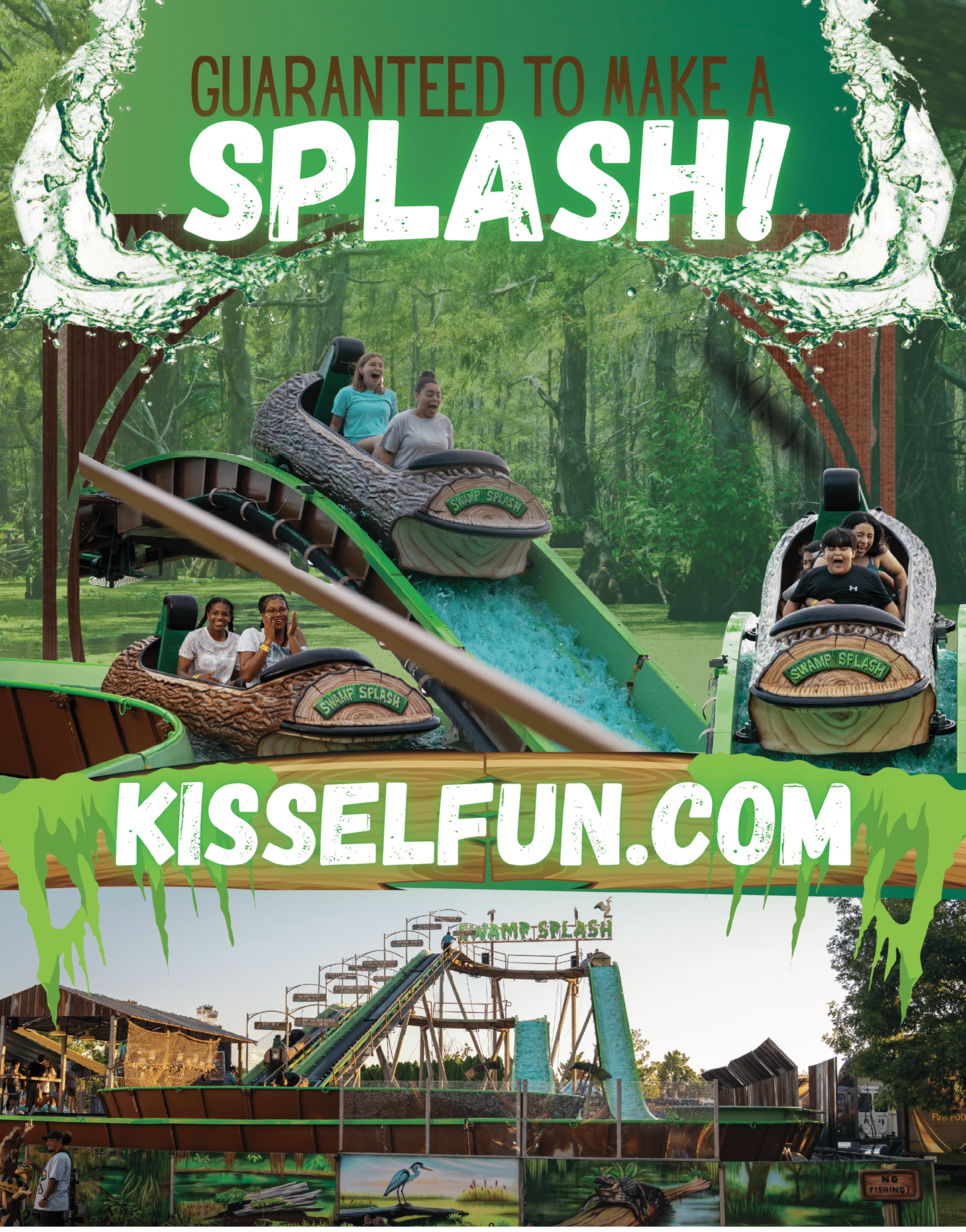 A flyer for a carnival with a Ferris wheel and a roller coaster. Description generated by AI