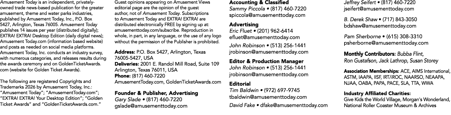 Amusement Today is an independent, privately owned trade news based publication for the greater amusement, theme and ...