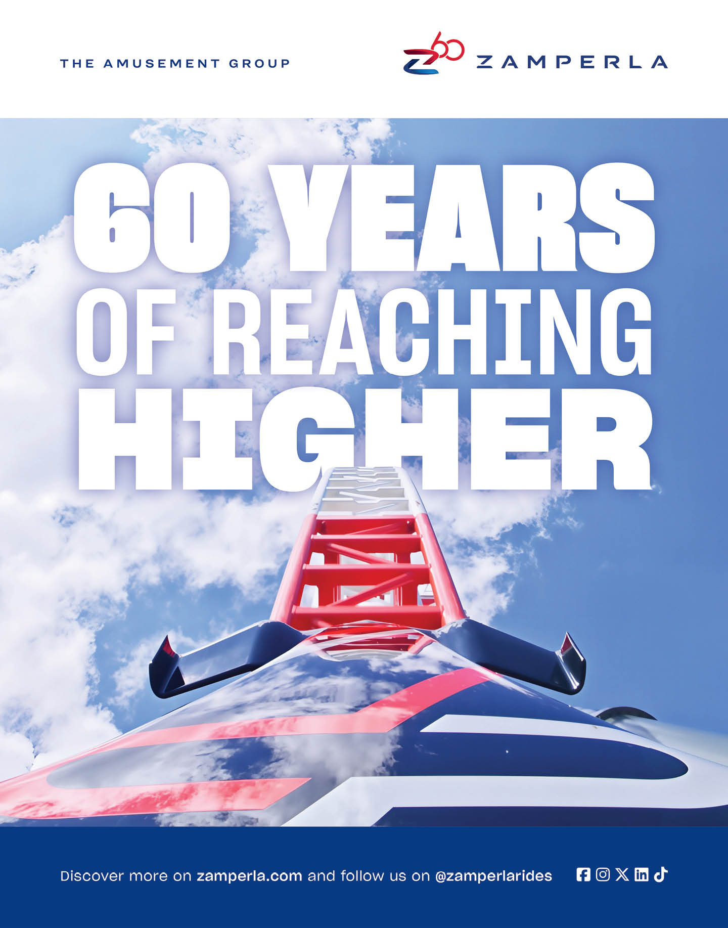 A poster advertising a family thrill launch at a theme park. Description generated by AI