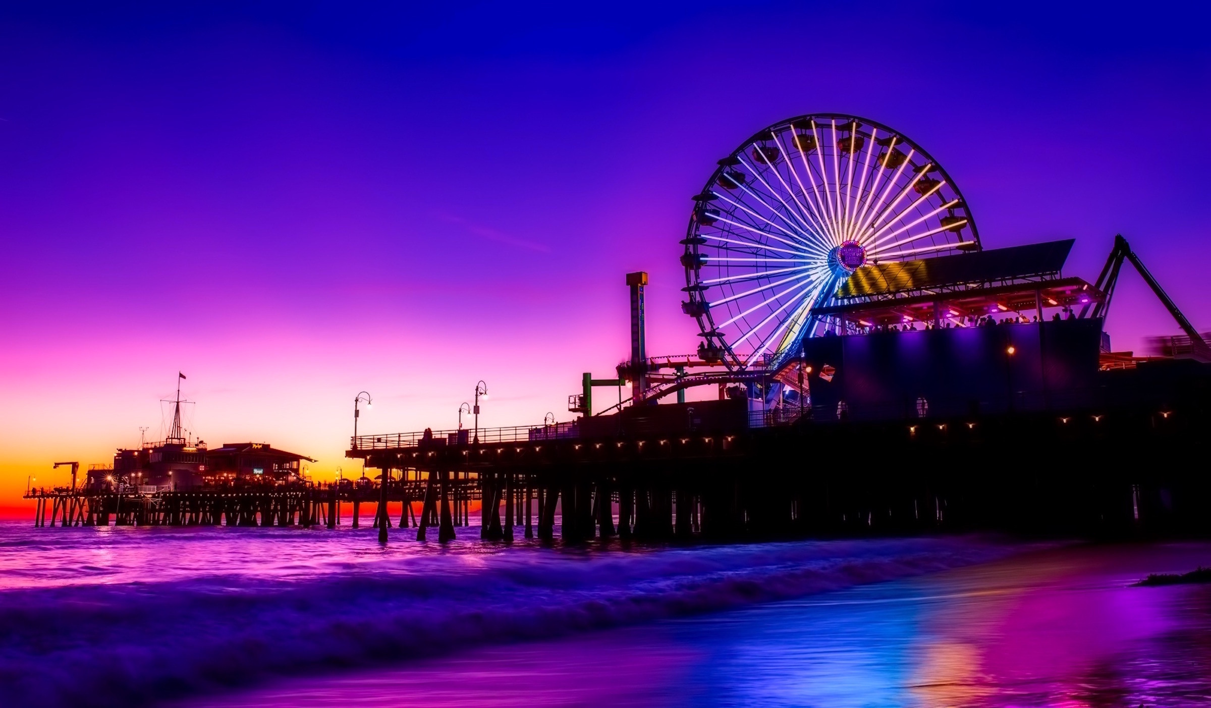 Pacific Park on the Santa Monica Pier - Ferris Wheel At Dusk Photo